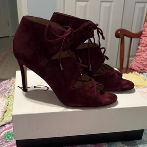 Via Spiga Burgundy Lace-Up Heels